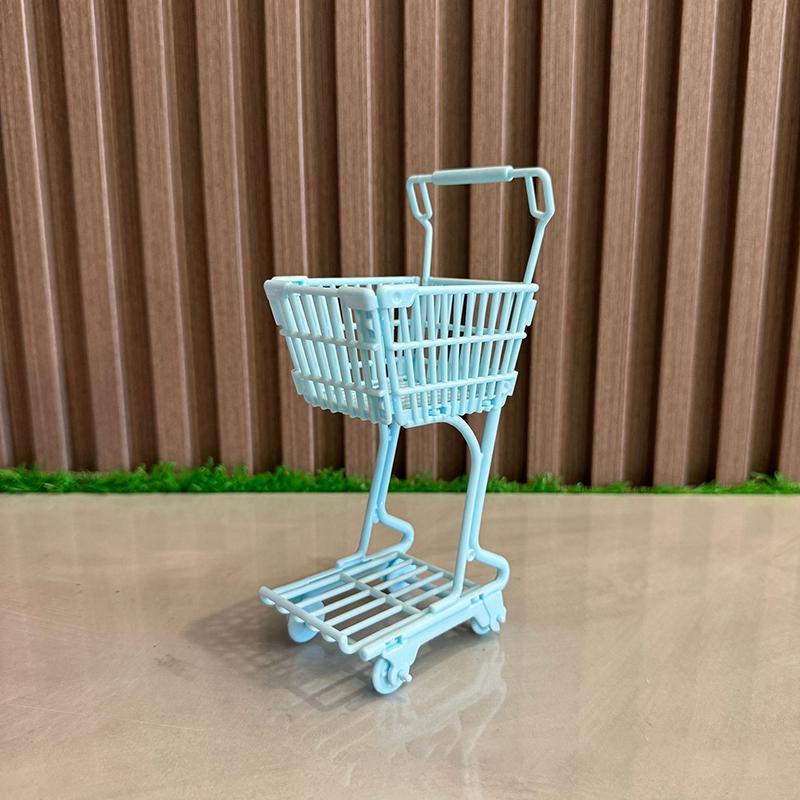 1/12 Dollhouse Mini Shopping Cart Supermarket Shopping Basket Model Dollhouse Supermarket Decoration Accessory Pretend Play Toy