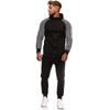 Men's Spring &  Round Neck Hooded Colour Blocking Cardigan Sweatshirt Suit