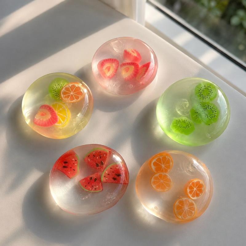 Moldable No Rebound Stress Ball Coconut Oil Scented Fruit Jelly Fidget Toy for Anxiety Sensory Calming