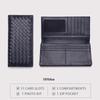 High-end woven wallet generation RFID medium and long loose-leaf wallet leather black hand bag
