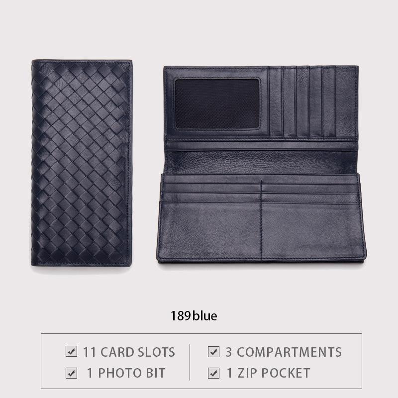High-end woven wallet generation RFID medium and long loose-leaf wallet leather black hand bag