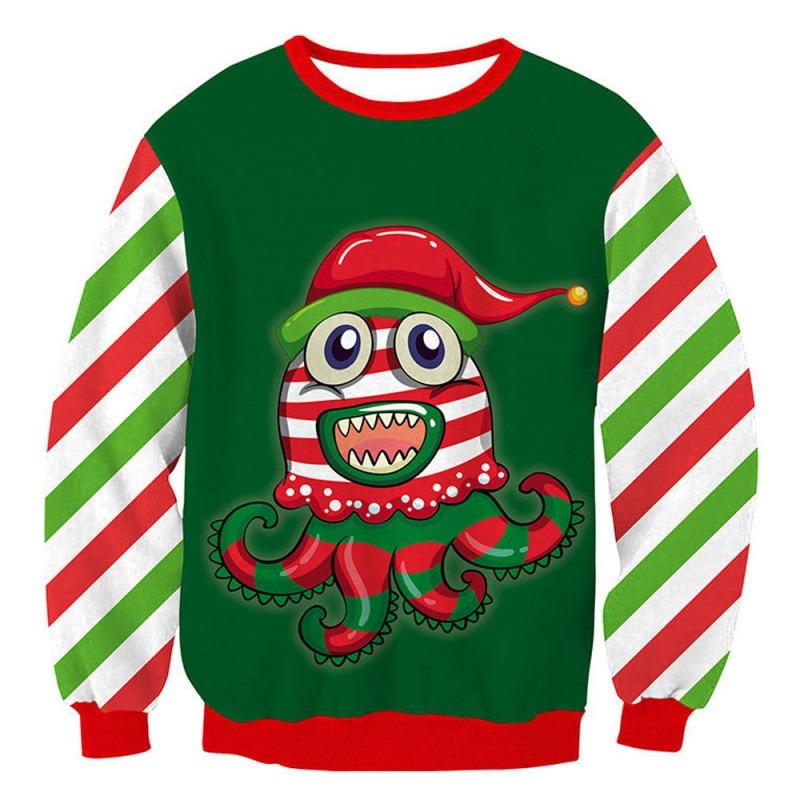 Autumn and winter new Christmas loose personality round neck digital printing sweater men's and women's sweaters