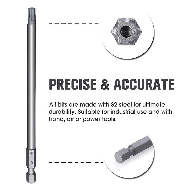 Magnetic Torx Screwdriver Set 150mm Extra Long Security Tamper Proof Star Drill Bit Screw Driver Tips Hex 1/4 for Rotary Tool