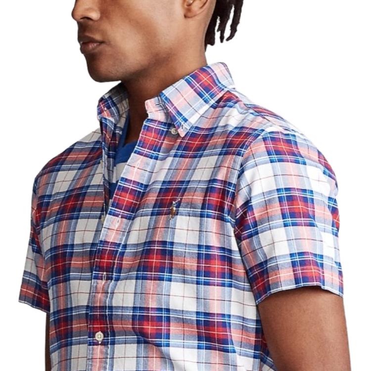 Polo Ralph Lauren Ss26 Logo Embroidered Plaid Oxford Short Sleeve Shirt Classic Edition Men shirts MNPOWOV1N820052-999