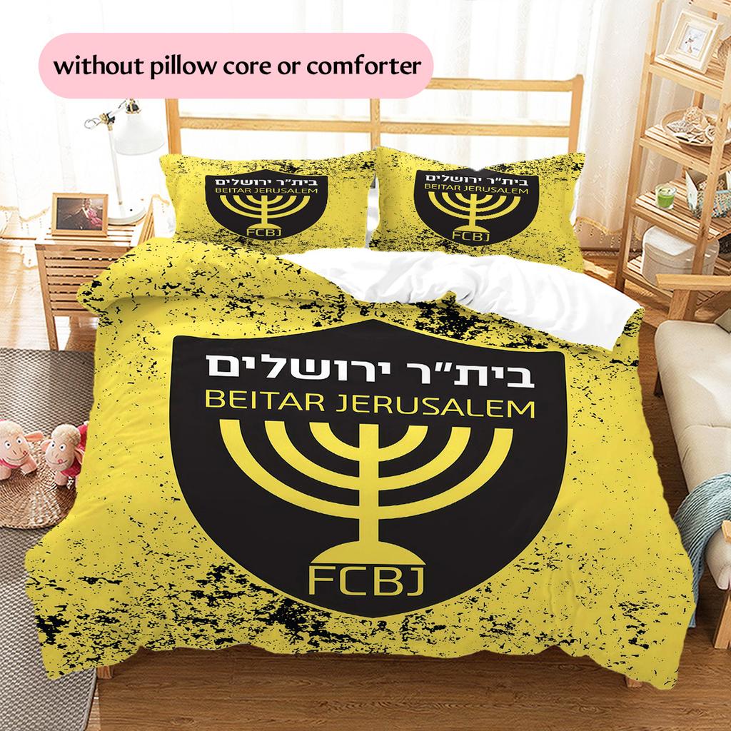 Beitar Jerusalem Football Club Pattern Bedding Quilt Set  Home Decoration  Gift (1 * duvet cover + 2 * pillowcase  without core)