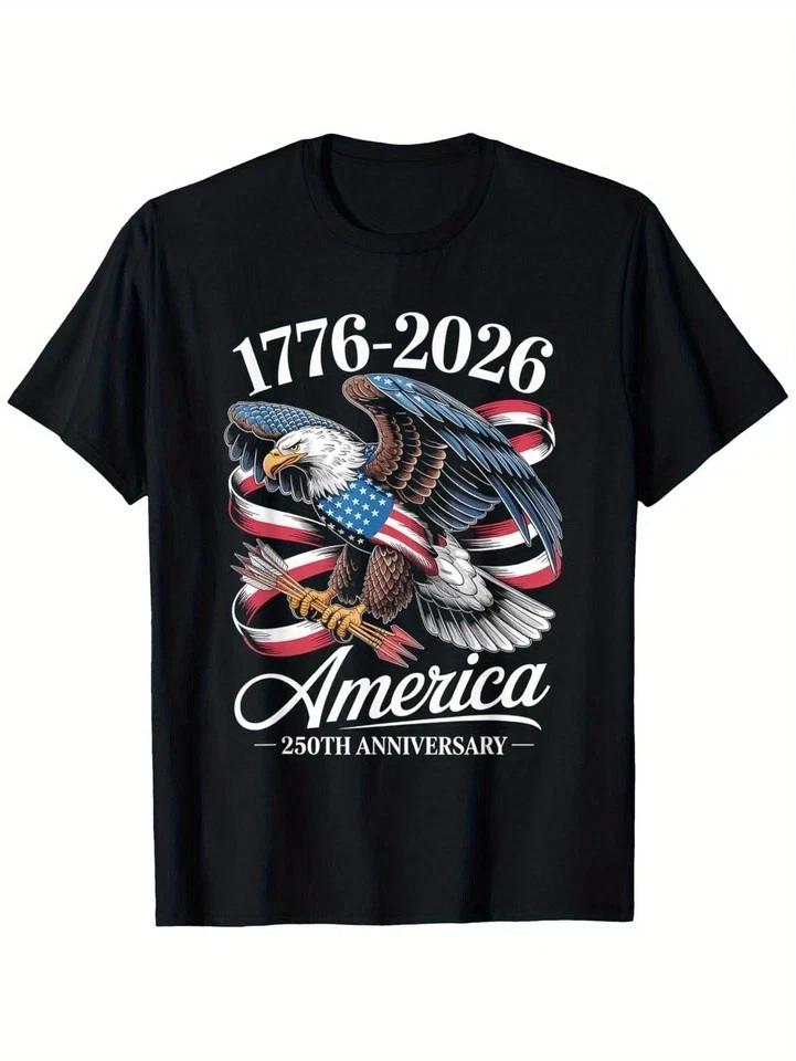 USA 250th Anniversary 1776-2026 Eagle Flag Patriotic July 4th T-Shirt XL