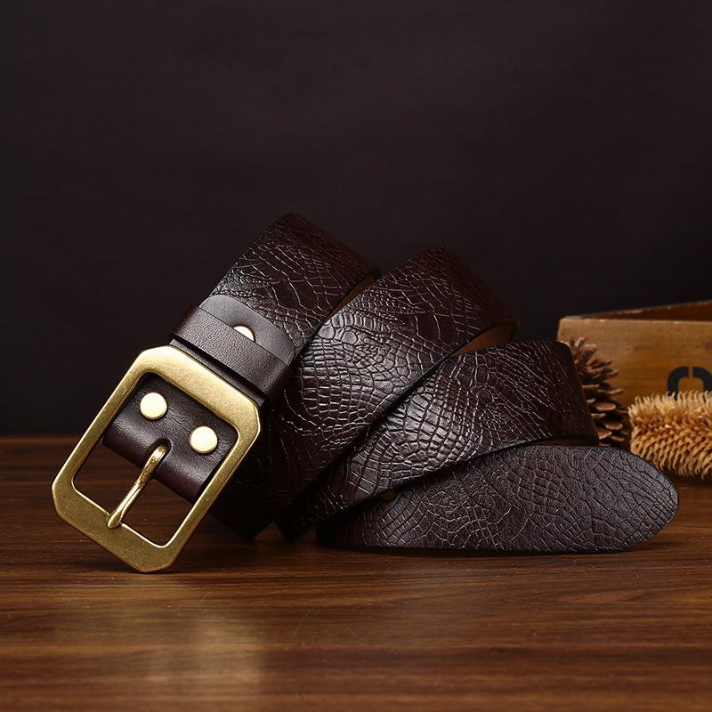 

Retro Personalized Pressure Dragon Phosphorus Pattern Belt Men S Genuine Leather First Layer Cowhide Trend Light Luxury Casual Jeans Belt Men S 125cm