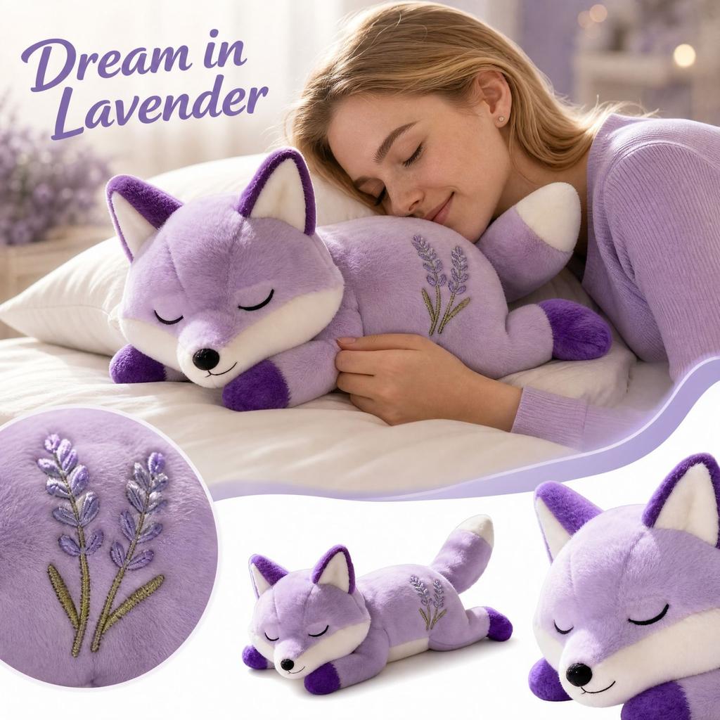 Purple Plush Stuffed Animal - Soft Cute Fuzzy Plushie for Kids, Girls, Boys, Collectible Bedroom Shelf Decor and Gift