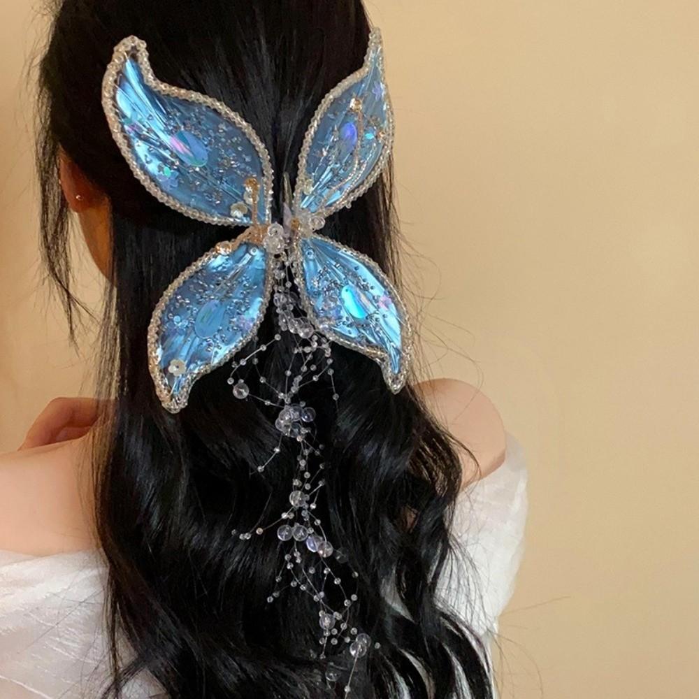 1Pair Fairy Wedding Bridal Headdress Animal Tassel Hair Clip Retro Butterfly Hairpins  Girl