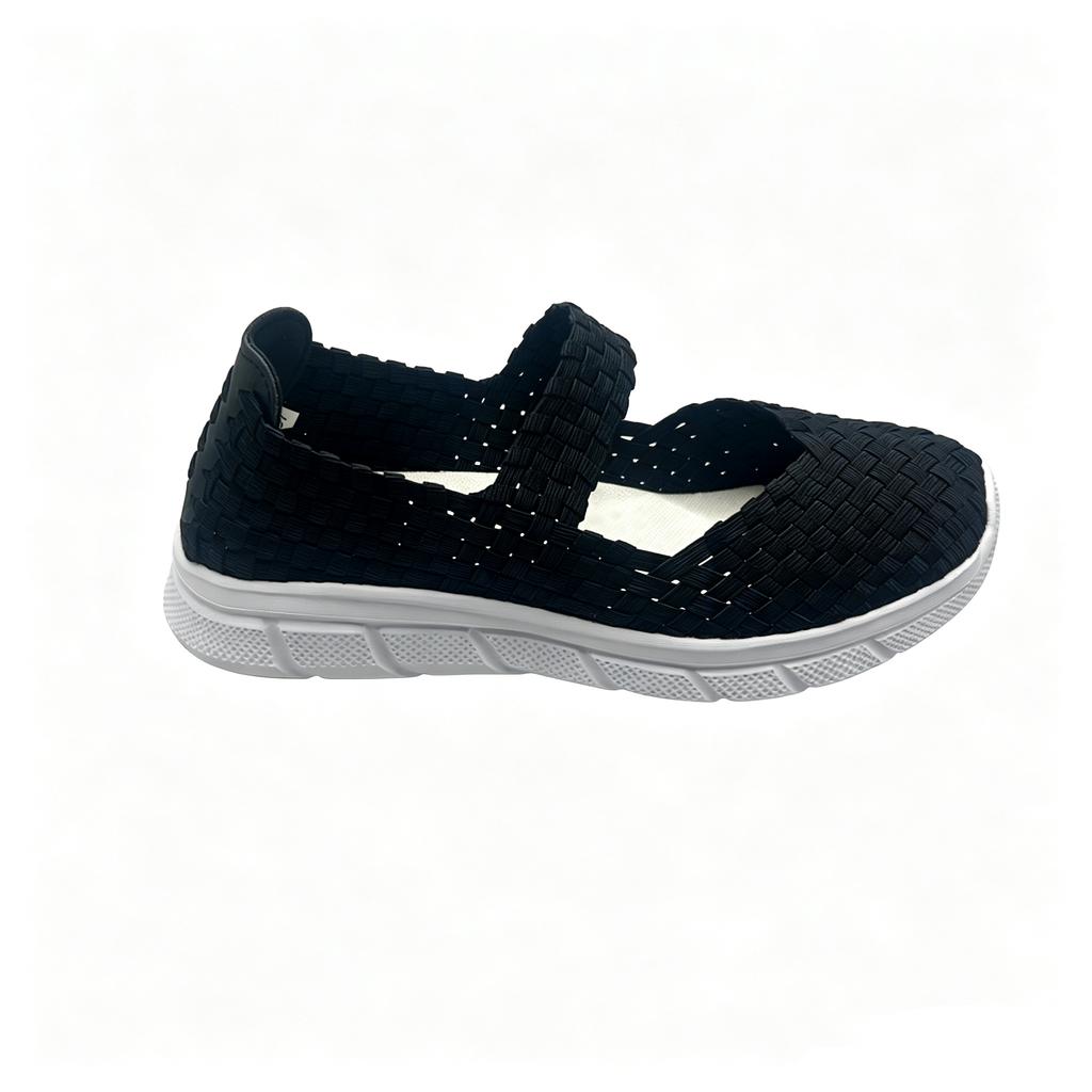 Summer Girl Mary Jane Sandals Lady Handmade Braid Sandals Women Black Weave Flat Shoes Plus Size