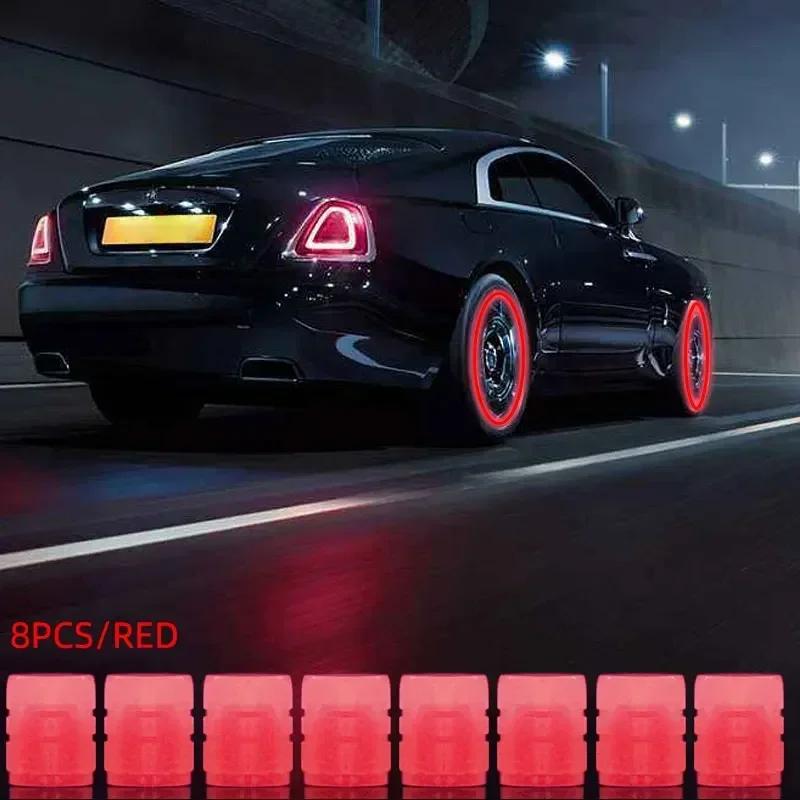 

8pcs Luminous Tire Valve Caps Motorcycle Bike Wheel Universal Tube Tyre Bicycle Valve Cap Fluorescent Night Decor ABS красный