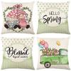 New Spring Printed Pillow Cover Polyester Letter Flower Bouquet Home Cushion Cover Bedroom Cushion Cover