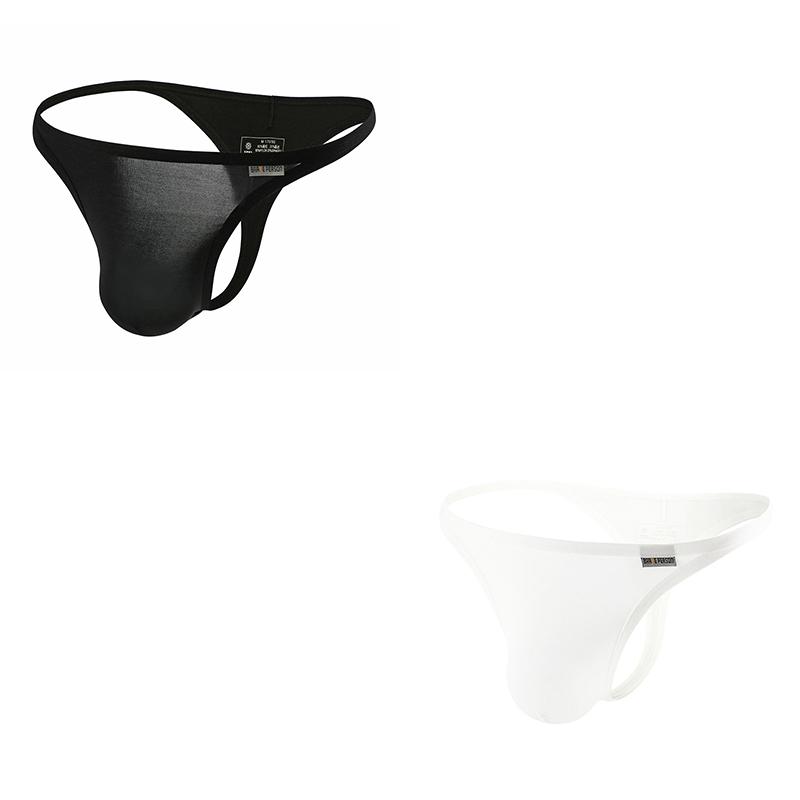 2Pcs/Lot Sexy Low-rise Men's Thongs Solid Color Ultra Soft T-Back Briefs Naked Feel Comfortable Breathable Underwear