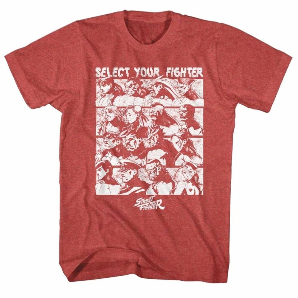 Street Fighter Select Screen Red Heather Adult T-Shirt Unisex T-Shirt