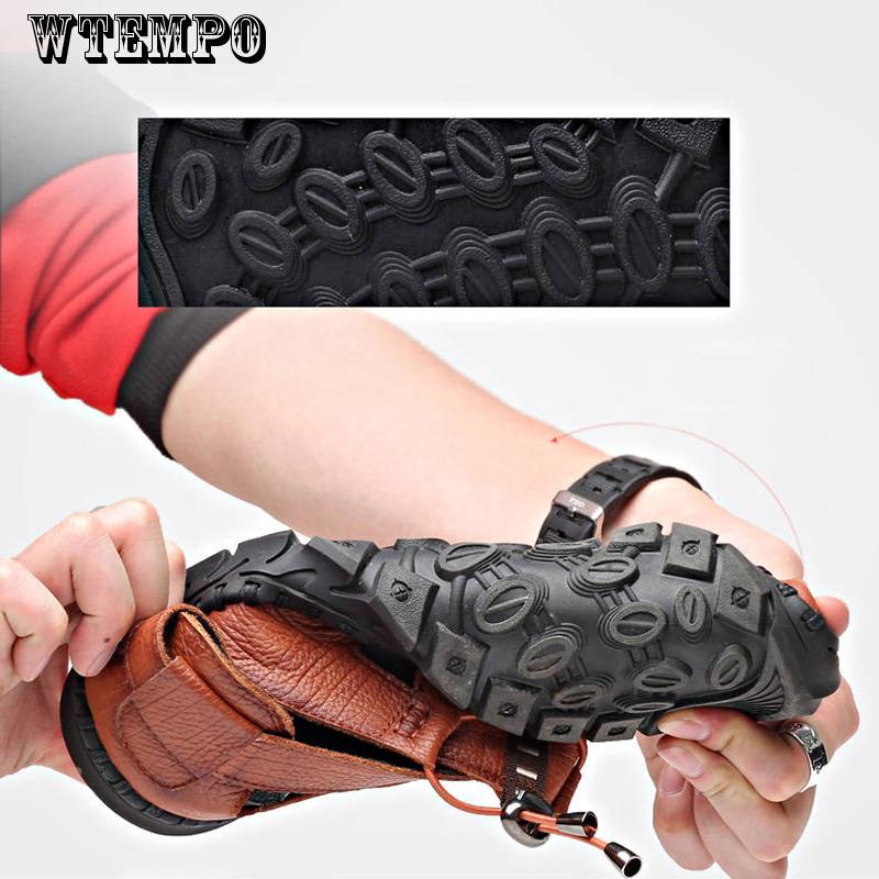 Мужские сандалии Кожаные нескользящие пляжные уличные кожаные сандалии 44 коричневый — фото 4