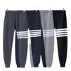 Trend Brand Four-Stripe Terry Cotton Sweatpants: European & American Casual Skinny Fit