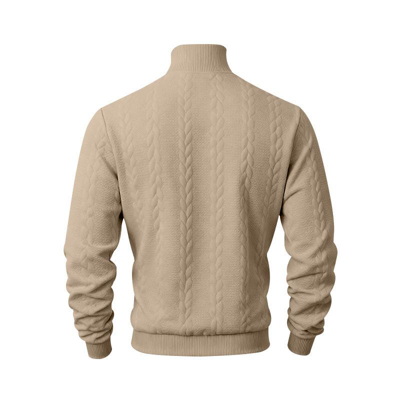 New Arrival Plus Size Men's High-Neck Sweatshirt Heavyweight Textured Jacquard Casual Thermal Sweatshirt