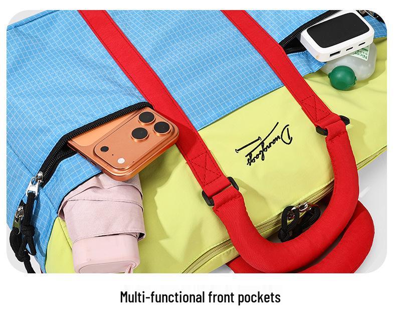 Large Capacity Color Block Travel & Sports Bag with Wet/Dry Separation