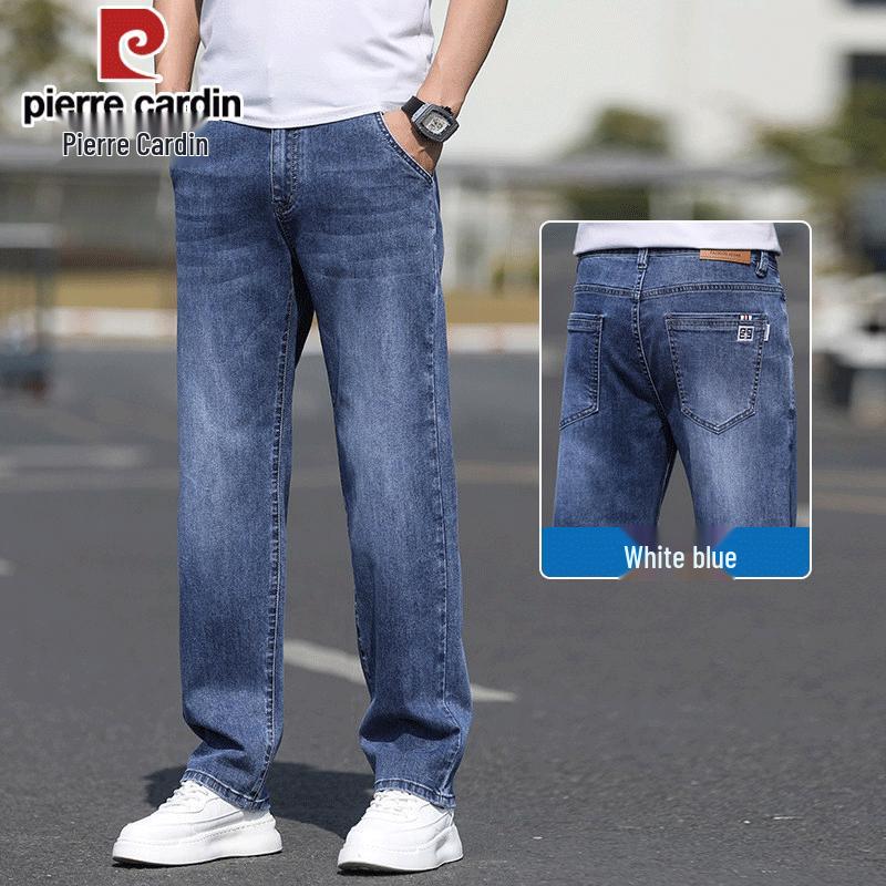 Pierre Cardin Men s Summer Thin Retro Loose Straight-Leg Denim Jeans 32