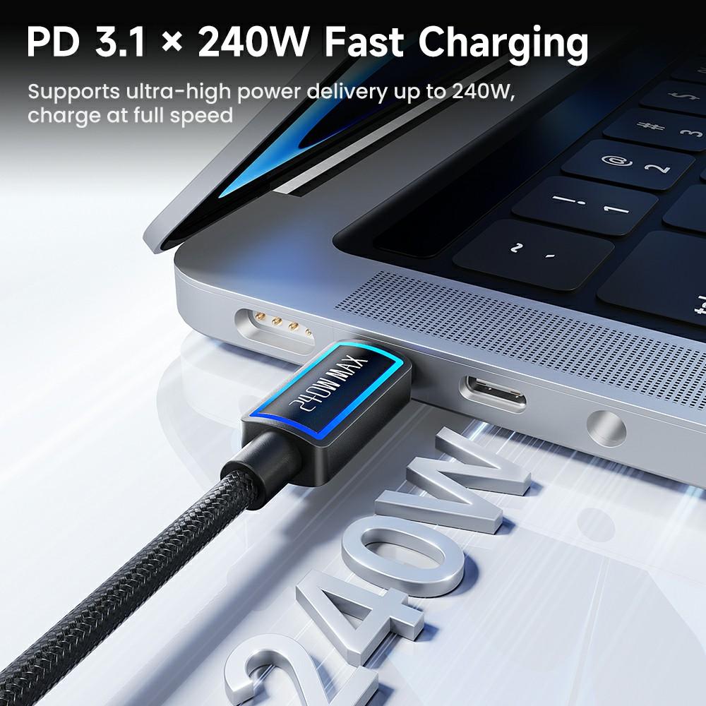 TOOCKI TX109C4 1m PD 240W USB-C to USB-C Ring Light Data Cable 480Mbps Fast Data Transfer Cable with E-Marker Chip for Laptop Phone