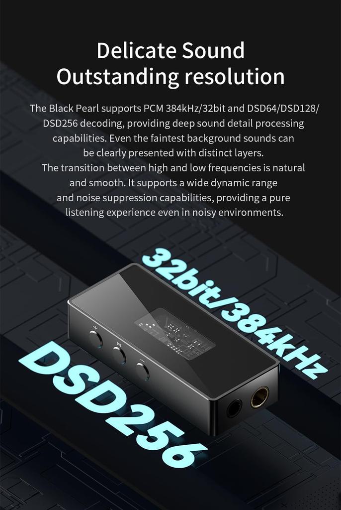 TRN BlackPearl Compact Smartphone AMP CS43131 Portable Headphone Jack Amplifier, DAC, [High-Resolution Support] 32-bit/384kHz DSD256, Chip, Amplifier,