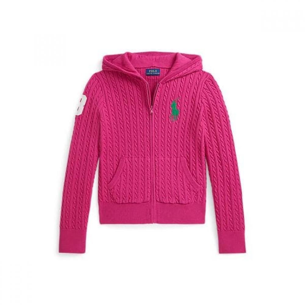 Polo Ralph Lauren Girls 7 16 Big Pony Mini Cable Hoodie M