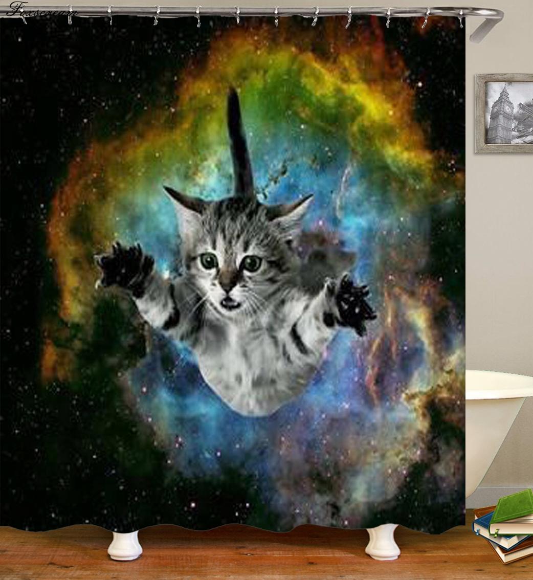 Cartoon Cat Shower Curtain 3D Bathroom Shower Curtains Waterproof Fabric Shower Curtain Funny Shower Curtain Or Mat W60H190(CM)-1 Pcs