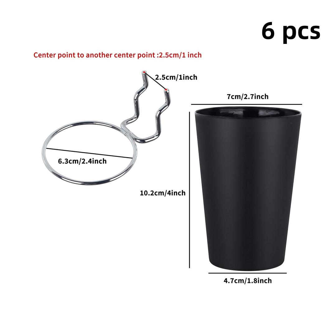 

6 наборов с чашками для перфорированной панели, крючки для перфорированной панели с кольцами, кольцевая коробка для перфорированной панели для организованного хранения, аксессуар - держатель для чашек для перфорированной панели, (черный) Pack of 6 чёрный