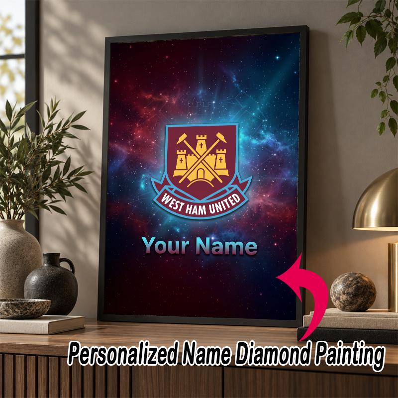 Custom Name West Ham United FC 5D Diamond Painting Personalized Full Drill Diamond Art Kit Gift