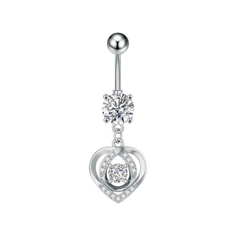 Heart Bow Pendant Belly Button Ring For Women Girls Body Piercing Stainless Steel Navel Ring Beach Jewelry