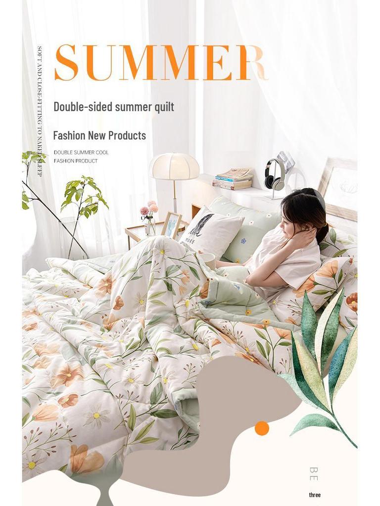 Baumwolle Luxus Gewaschene Sommerdecke - Minimalistisches Eis-Muster, Leicht, Kühl & Maschinenwaschbar.