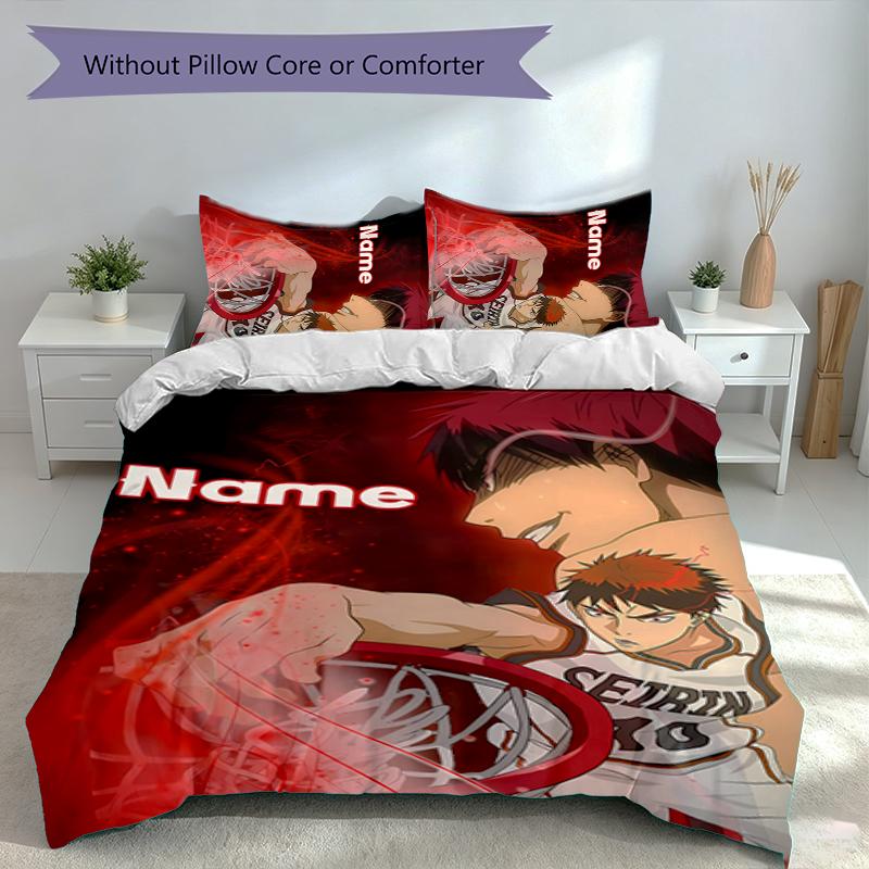3pcs Custom Name Kuroko's Basketball Set,Includes 1 Duvet Cover and 2 Pillowcases,All-season Bedroom Decor