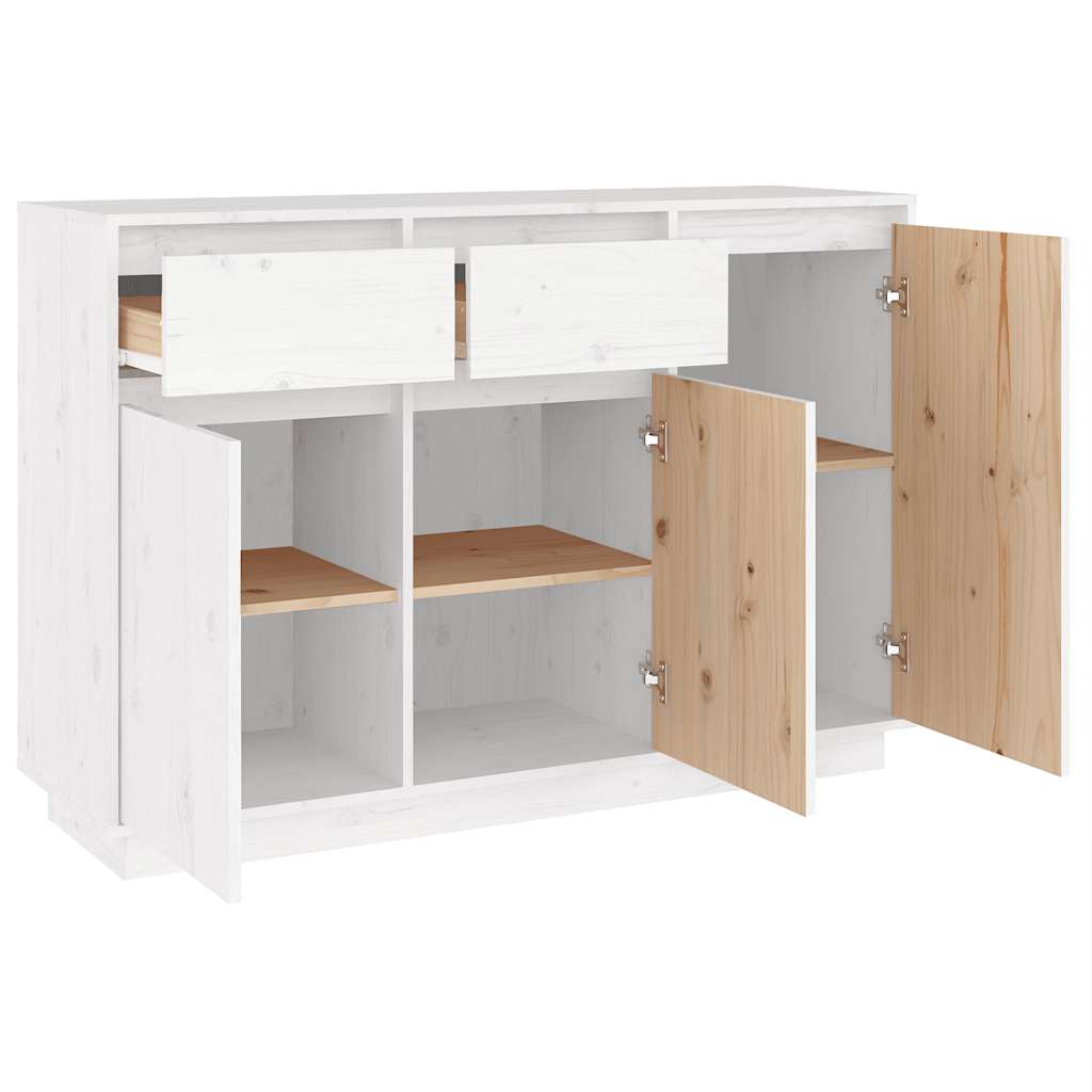 Sideboard White 110 x 34 x 75 cm Solid Pine Wood