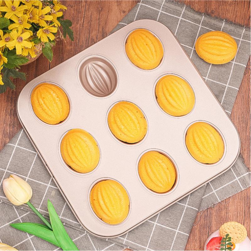 Cake Mold Carbon Steel 6 9 12 Cavities Nonstick Baking Pan Bread Tray for Professional Home Kitchen Use