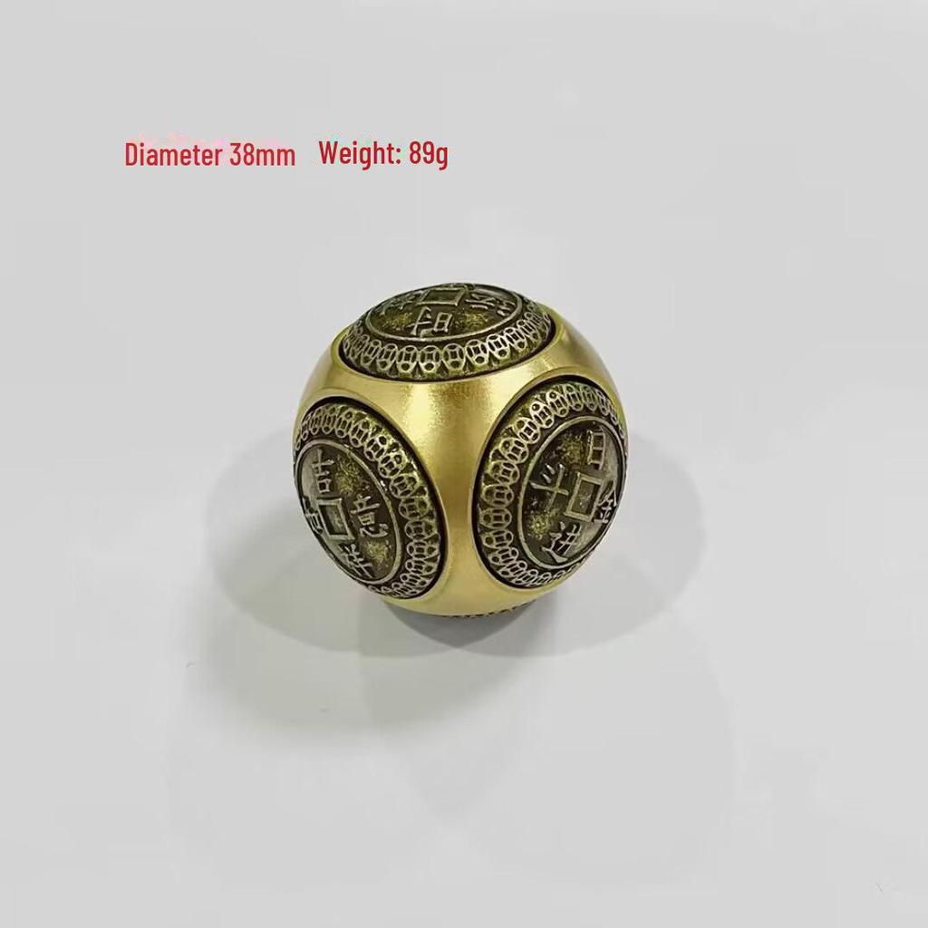 Brass Rotating Hexagonal Magic Cube: Creative Copper Craft for Wealth and Stress Relief.