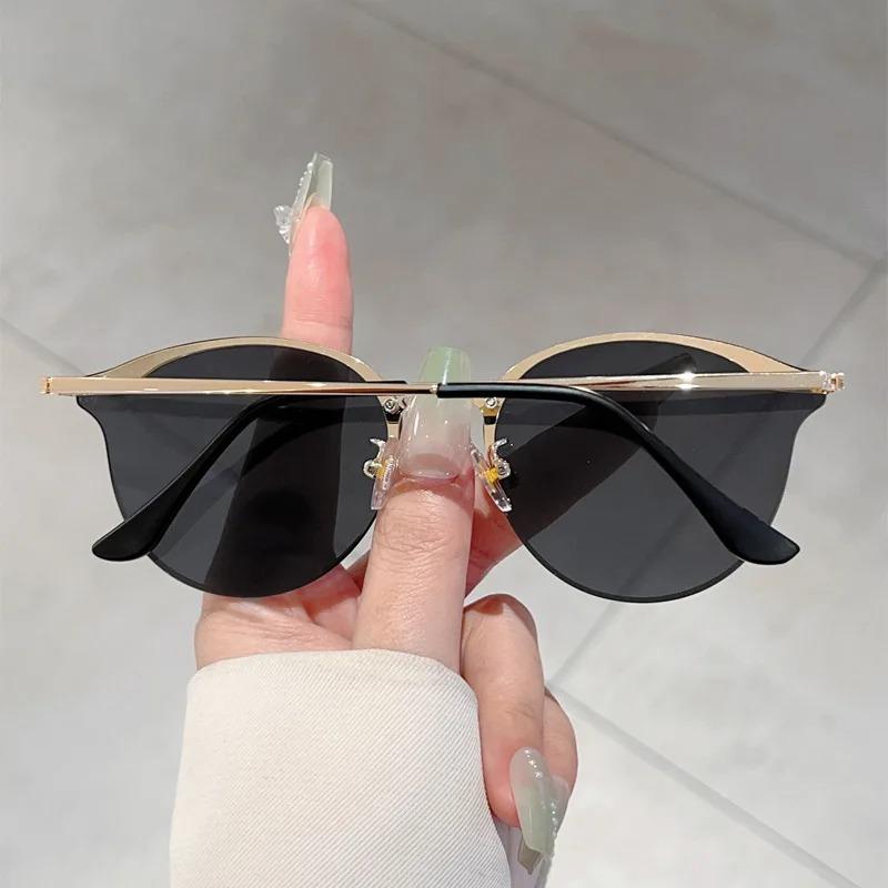 Luxury Designer Brand Half Frame Sunglasses Women For Men Popular Rivet Vintage Sun Glasses Punk Outdoor Driving Metal Eyewear