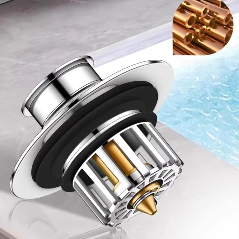 Shock Absorbing Bathtubs Drain Plug Innovative Spring Loading Mechanism Strong Metal Bathtubs Drain for Bathroom Use
