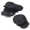Cool Black Y2K Hat Girl Double Layer Lace Outdoor Sun Hat Versatile Lace Beret Caps  Women Ladies