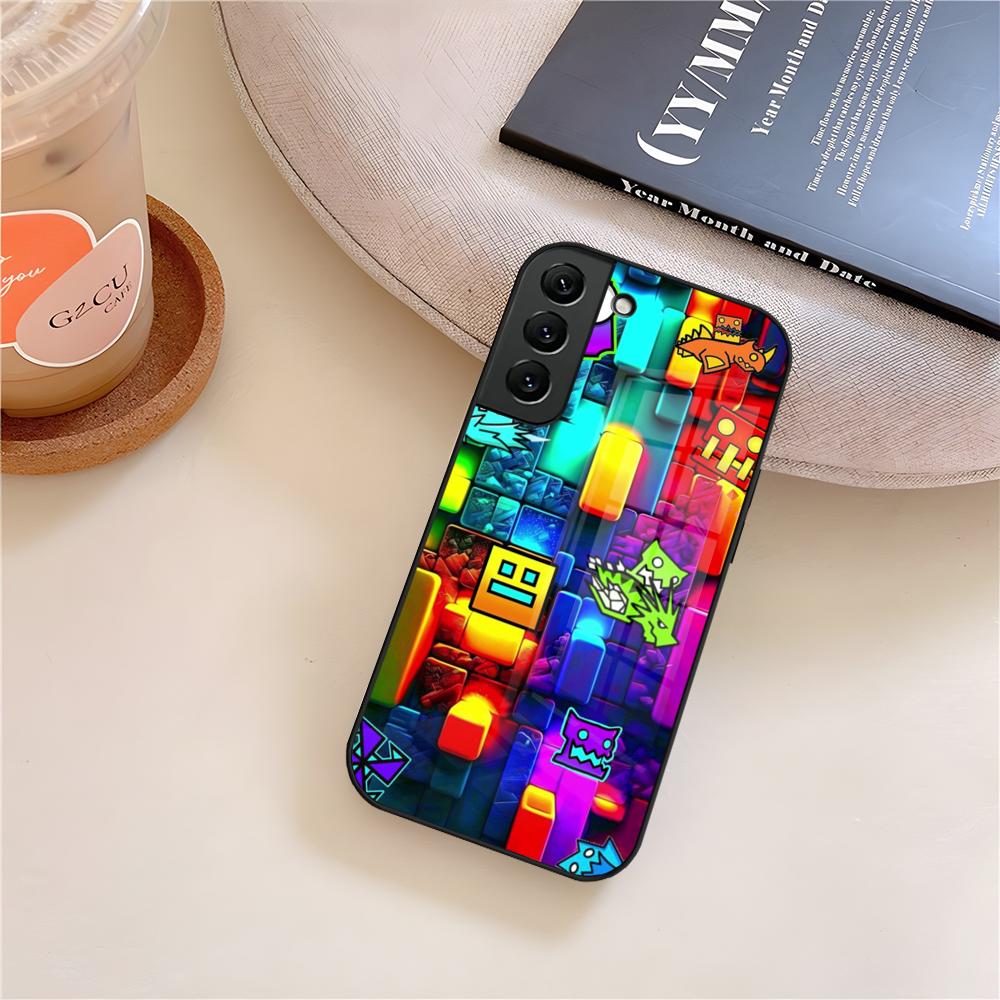 

Geometry Dash Game Phone Case Glass For Samsung Galaxy S26 S25 S23 S24 S21 S22 S20 Ultra Fe Plus A15 A14 Cover Galaxy S24 Plus