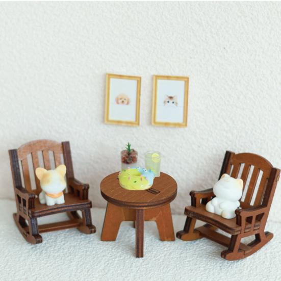 Mini Rocking Chair Ornament 1:12 Scale Premium Synthetic Wood Lightweight Miniature Furniture Fairy Garden Photography Props