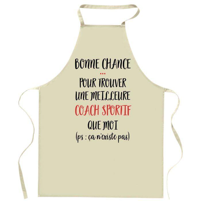 Tablier de cuisine - Coach sportif ça n'existe pas - Impression Bretonne - Coton résistant - Made in France