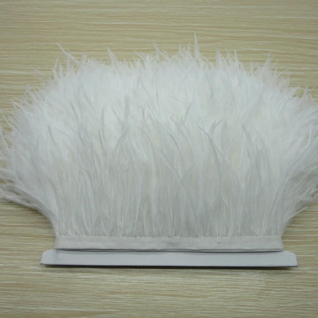Feather1Meter Fluffy White Ostrich Feathers Trim Fringe 8-10cm Feather Ribbon for Wedding Party Sewing Dress Clothing Decoration Crafts