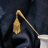Chinese Geometric Hollow Tassel Hairpin, Ethnic Style Water Drop Leaf Hanfu Accessory for Women