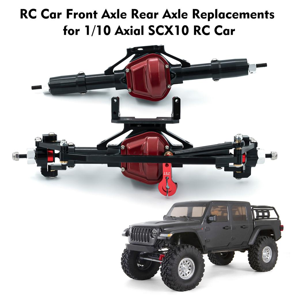 Rr Axle, Wr-Resistant Aluminum Alloy Front and Rr Axle Set, Anti-Collision for 1/10 SCX10 RC Car