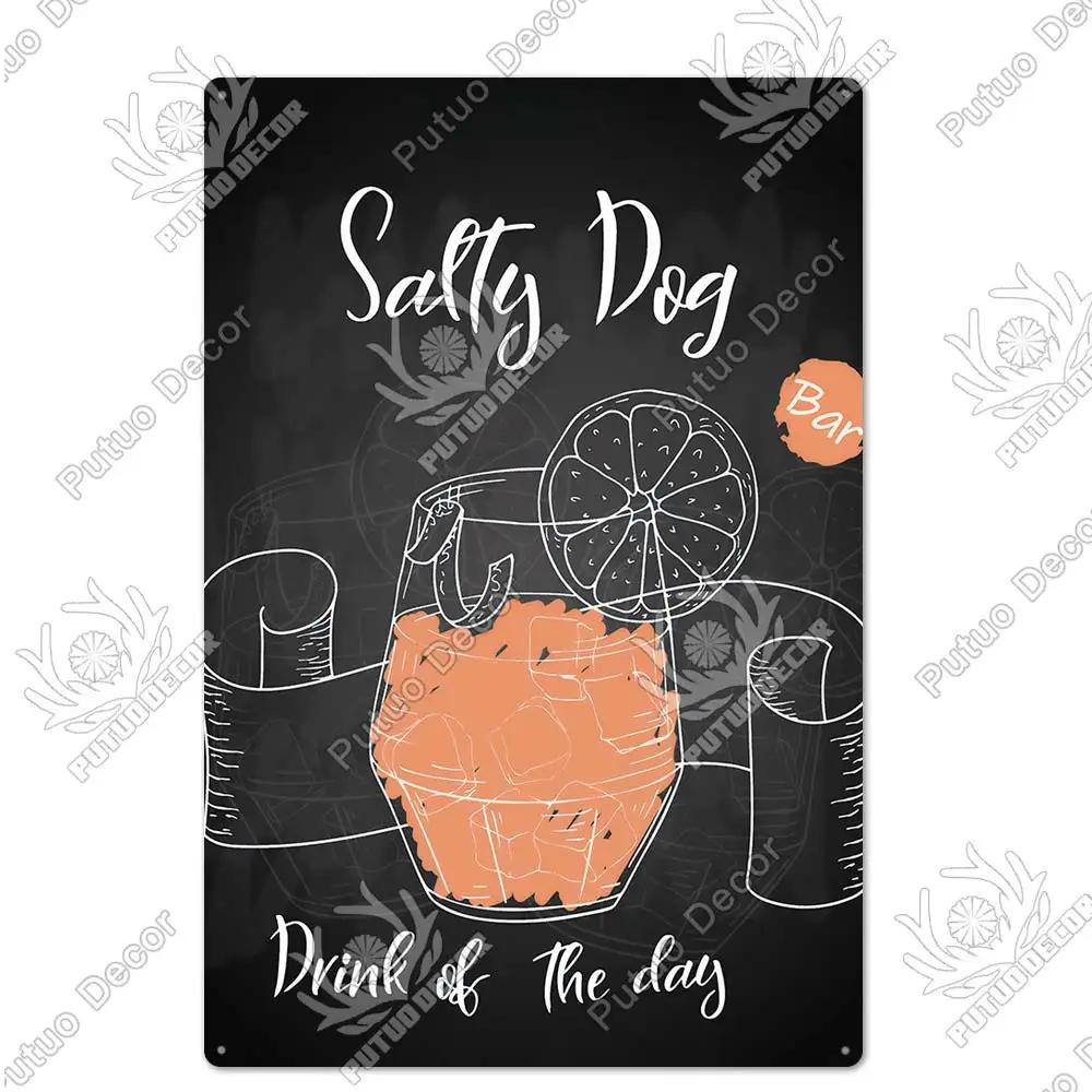 Putuo Decor Vintage Cocktail Metal Sign  Tin Plaque for Wall Decor Perfect for Bar Pub Man Cave or Living Room Decoration  Retro