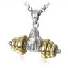 Coole Titanstahl Kurzhantel Anhänger Halskette Langhantel Fitness Anhänger für Männer und Frauen Freizeit Sport Punk Schmuck