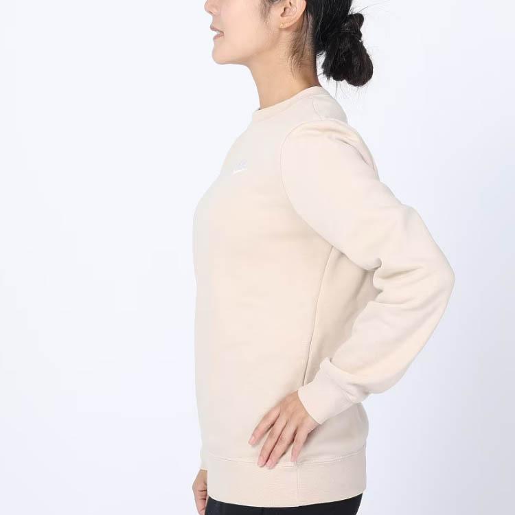 Nike Club Fleece Solid Color Crewneck Casual Long Sleeve Sweatshirt Women Sweatshirt Sand-White DQ5474-126