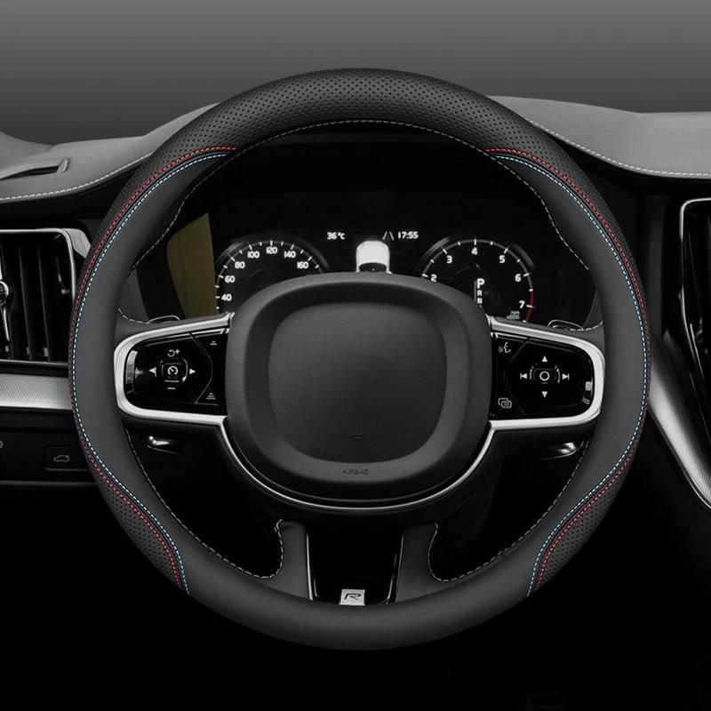 High Quality Leather Car Steering Wheel Cover Wrap Holder for Volvo XC60 S90 S60 XC40 S60l Braid on Steering-Wheel Protector