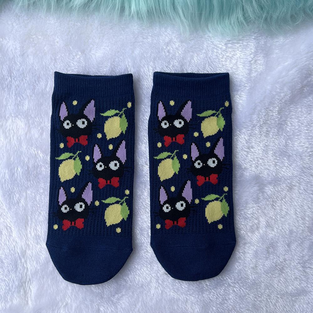Cute Women's Black Cat Socks Kawaii Kitty Cartoon Girls Spring Summer Winter Students Sock Birthday Gifts One Pair