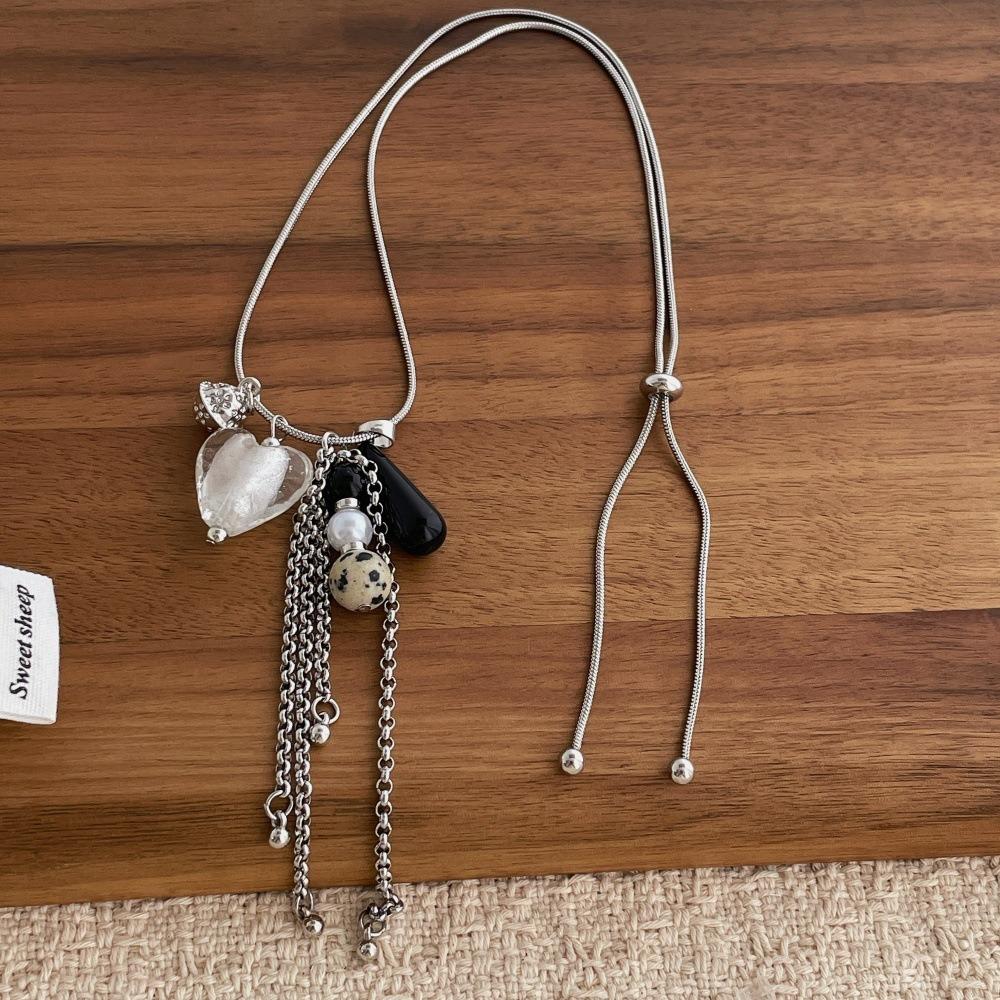 

Женская Мода Глазурь Сердце Ожерелье Элегантные Подвески Ожерелья Имитация Жемчуга Ожерелье Ювелирные Изделия чёрный